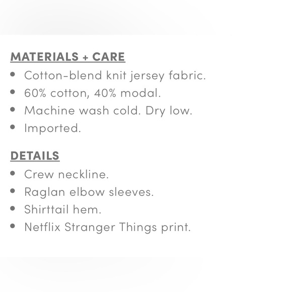 Stranger Things Classic Fit Crew Neck Striped Raglan Top - Picture 3 of 3